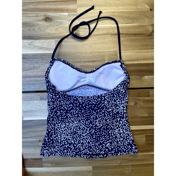 Speedo Swimsuit Tanktini Bikini Halter Top Blue White Polka Dot Size 32 Small - Picture 2 of 7